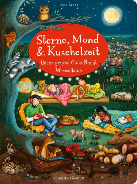 Buchcover: Sterne, Mond und Kuschelzeit. Unser großes Gute-Nacht-Wimmelbuch